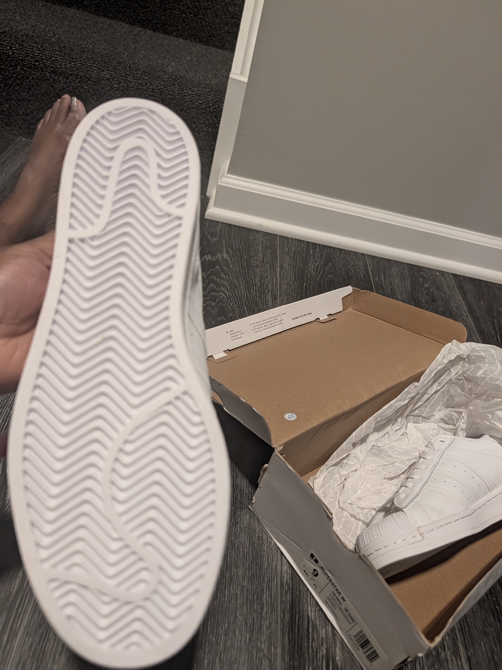 Adidas White Superstar Sneakers with Multicolor Logos - Picture 8 of 11